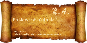 Matkovich Ambró névjegykártya